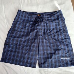 Eddie Bauer Mens Plaid Swim Trunks Board‎ Shorts Blue Size Large L